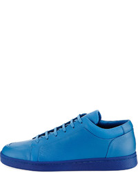 Balenciaga Pebbled Leather Low Top Sneaker Blue