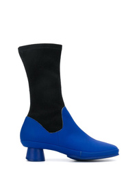 Blue Leather Mid-Calf Boots