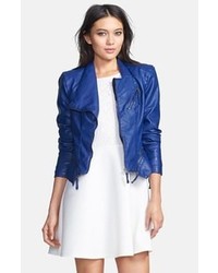 Blue Leather Outerwear