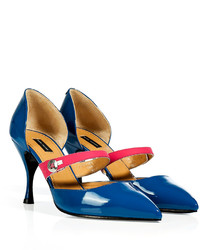 Marc Jacobs Blue Saharapink Patent Leather Mary Janes