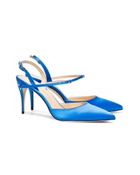 Jennifer Chamandi Blue Vittorio 85 Satin Sandals