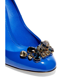 Dolce & Gabbana Crystal Embellished Patent Leather Pumps