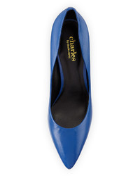 Charles by Charles David Pact Leather Pointed Toe Pump Electric Blue