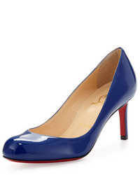 Christian Louboutin Simple Leather Red Sole Pump Blue