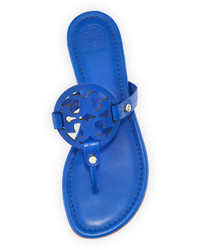 Tory Burch Miller Leather Logo Sandal Blue Dahlia