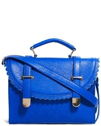 Asos Satchel Bag With Scallop Flap And Metal Tips Blue