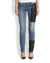 McQ by Alexander McQueen Mcq Alexander Mcqueen Leather Patched Skinny Jeans