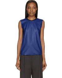 Blue Leather Sleeveless Top
