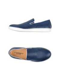 Blue Leather Slip-on Sneakers