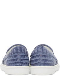 Jimmy Choo Blue Croc Embossed Grove Slip On Sneakers