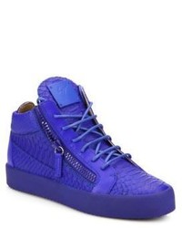 Giuseppe Zanotti Embossed Leather Double Zip Sneakers