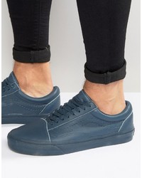 Vans Old Skool Leather Perf Sneakers In Blue Va2xs6jx7