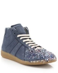 Maison Margiela Paint Mid Top Replica Calf Leather Sneakers