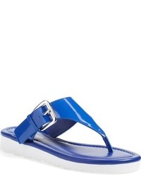 Blue Leather Thong Sandals