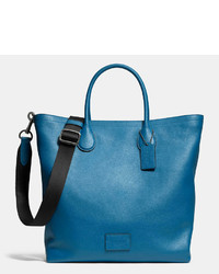 Blue Leather Tote Bag