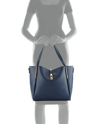 Neiman Marcus Abigail Faux Leather Tote Bag Navy