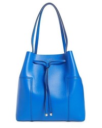 Tory Burch Block T Leather Drawstring Tote Blue