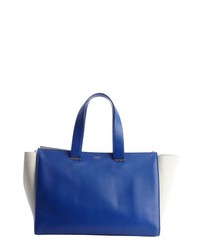 Armani Cobalt And Ivory Leather And Suede Shopping Tote