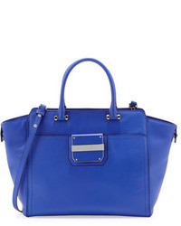 Milly Colby Leather Tote Bag Blue