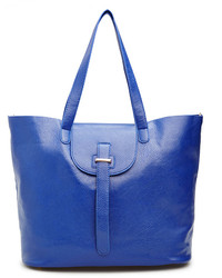 Dailylook Dunder Mifflon Vegan Leather Tote In Blue