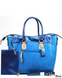 Dasein Metallic Contrast Tote Bag With Coin Pouch