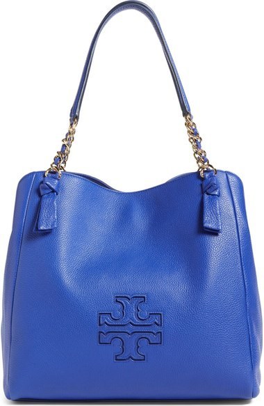 Tory Burch Harper Leather Tote Blue, $495 | Nordstrom | Lookastic