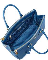Prada Medium Saffiano Double Zip Executive Tote Bag Cobalt