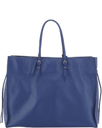 Balenciaga Papier A4 Side Zip Leather Tote Bag Bleu