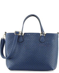 Perforated Saffiano Tote Bag Navy