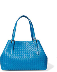 Bottega Veneta Shopper Medium Intrecciato Leather Tote Blue