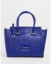 Love Moschino Structured Tote Bag In Blue With Heart Detail