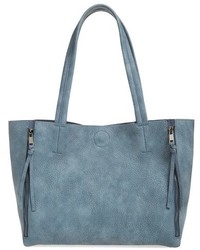 Zip Detail Faux Leather Tote