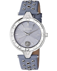 Versus By Versace 34mm V Versus Eyelet Watch W Leather Strap Blue