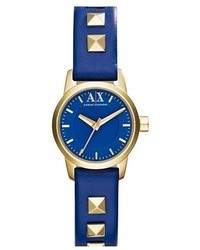 Armani Exchange Ax Studded Leather Strap Watch 24mm