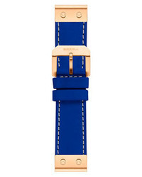 Brera 22mm Calfskin Leather Watch Strap Cerulean Blue Rose Gold