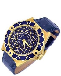 Julius Legend Capitol 18k Gold Blue Crocodile Leather Watch