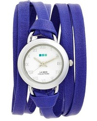 La Mer Collections Saturn Leather Wrap Watch 32mm