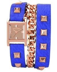 Vince Camuto Double Wrap Chain Leather Strap Watch 21mm