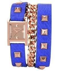 Vince Camuto Double Wrap Chain Leather Strap Watch 21mm