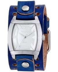 Nemesis Lbg067s Rugged Collection White On Blue Leather Band Watch