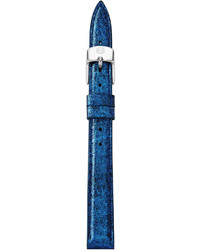 Michele Leather Watch Strap Peacock Blue