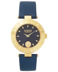 Versus By Versace New Logo Leather Strap Watch 34mm