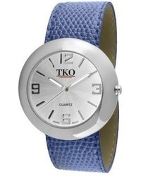 Tko Orlogi Tk616 Sbl Silver Tone Blue Leather Slap Watch