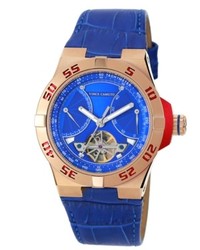 Vince Camuto Automatic Blue Croco Grain Leather Strap Watch 43mm Vc 1049blrg