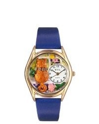 Whimsical Watches Aristo Cat Royal Blue Leather And Gold Tone Watch