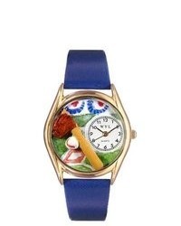 Whimsical Watches Baseball Royal Blue Leather And Gold Tone Watch