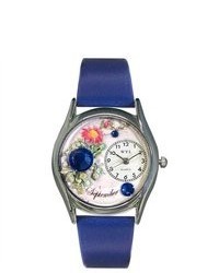 Whimsical Watches September Royal Blue Leather And Silvertone Watch In Silver