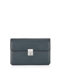 Valextra Navy Leather Pouch