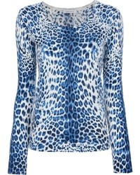 Blue Leopard Crew-neck Sweater
