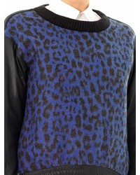 Sea Leopard Print Wool And Leather Sweatshirt